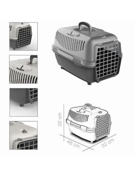 TRANSPORTIN MASCOTAS GRIS CLARO 48X32X32CM