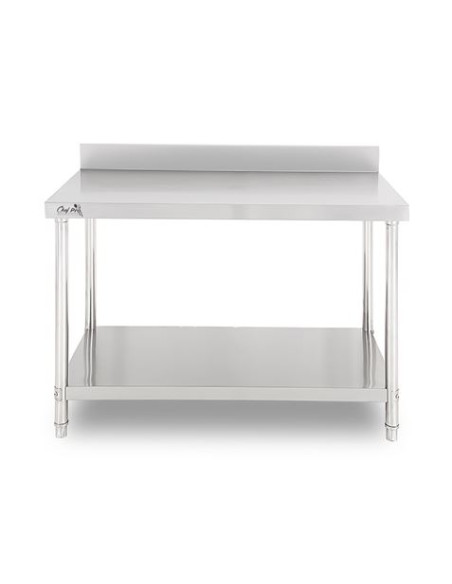 MESA DE TRABAJO ACERO INOXIDABLE 180X70X85CM CON RESPALDO CHEF PRO