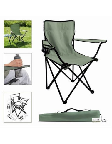SILLA CAMPING PLEGABLE 52X52X90CM CAQUI