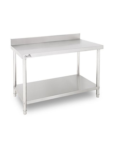 MESA DE TRABAJO ACERO INOXIDABLE 180X70X85CM CON RESPALDO CHEF PRO