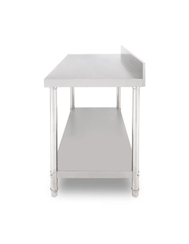 MESA DE TRABAJO ACERO INOXIDABLE 180X70X85CM CON RESPALDO CHEF PRO