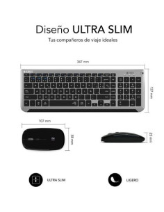 COMBO TECLADO Y RATON WIRELESS Y BLUETOOTH PRESTIGE EXTENDIDO NEGRO SUBBLIM 2