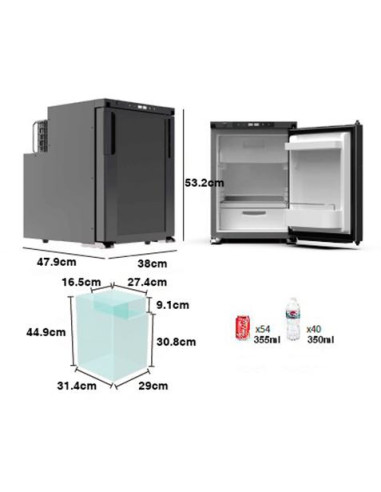 NEVERA FIJA CON COMPRESOR LG 12V 45 LITROS 60W MUVIP