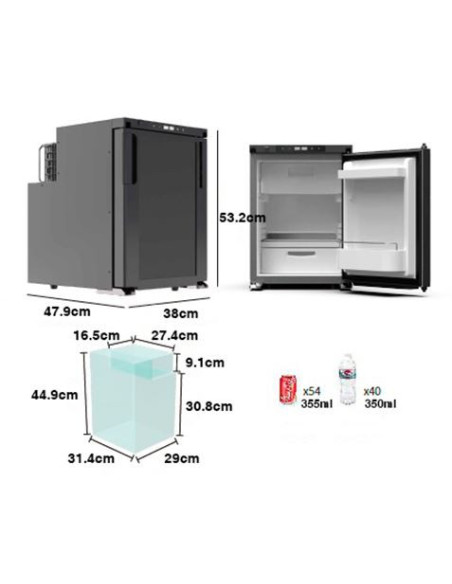 NEVERA FIJA CON COMPRESOR LG 12V 45 LITROS 60W MUVIP