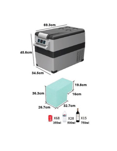 NEVERA DE COMPRESOR PORTATIL 40 LITROS 55W MUVIP
