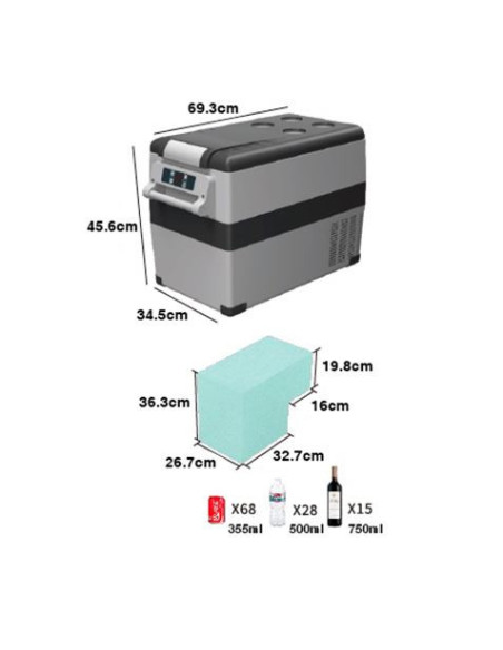 NEVERA DE COMPRESOR PORTATIL 40 LITROS 55W MUVIP
