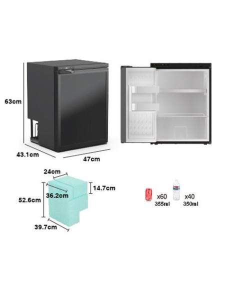 NEVERA FIJA CON COMPRESOR LG 12V 57 LITROS 60W MUVIP
