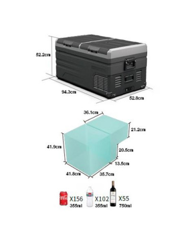 NEVERA PORTATIL CON COMPRESOR LG 107 LITROS DOBLE ZONA MUVIP