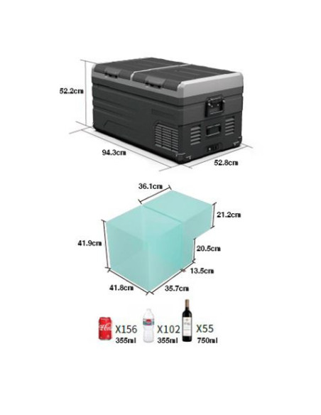 NEVERA PORTATIL CON COMPRESOR LG 107 LITROS DOBLE ZONA MUVIP