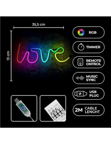 LAMPARA DECORATIVA NEON LED LOVE FOREVER