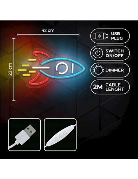 LAMPARA DECORATIVA NEON LED ROCKET FOREVER