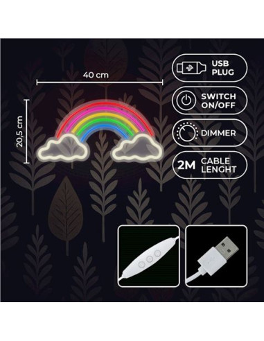LAMPARA DECORATIVA NEON LED RAINBOW ON CLOUDS FOREVER