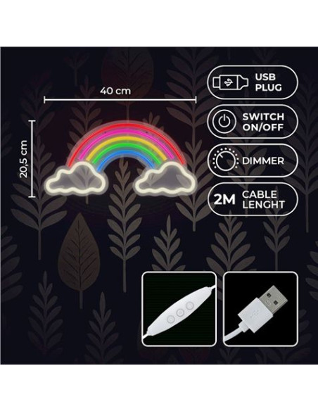 LAMPARA DECORATIVA NEON LED RAINBOW ON CLOUDS FOREVER