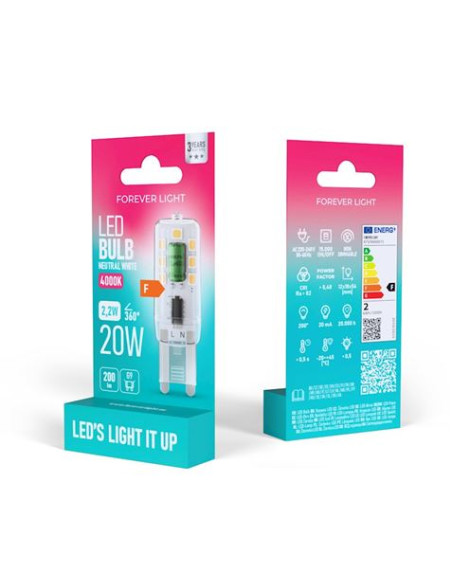 BOMBILLA LED G9 2.2W 200 LUMEN LUZ BLANCA FOREVER