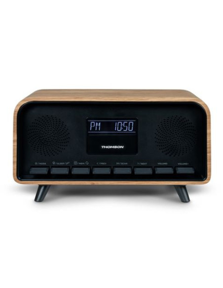 ALTAVOZ RETRO CON DESPERTADOR 30W MADERA NEGRO RT850BT THOMSON