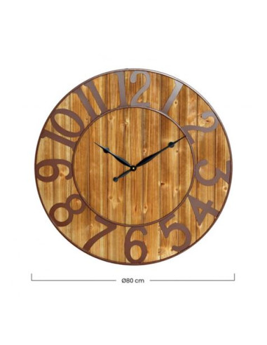 RELOJ DE PARED VINTAGE MADERA OSCURA 80CM