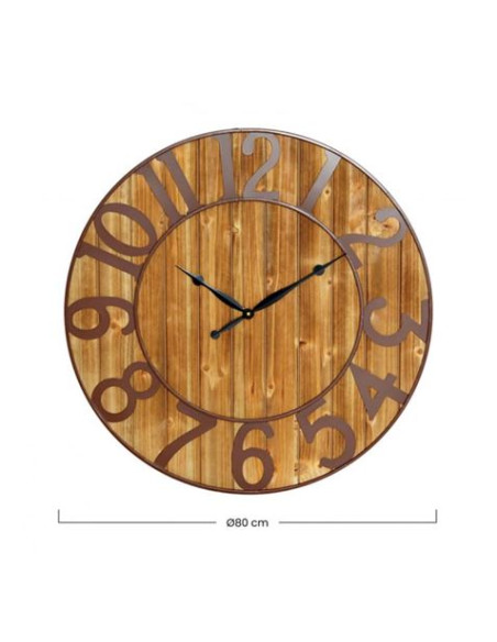 RELOJ DE PARED VINTAGE MADERA OSCURA 80CM