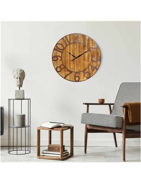 RELOJ DE PARED VINTAGE MADERA OSCURA 80CM