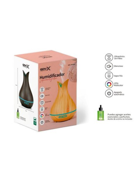 HUMIDIFICADOR AROMATIZADOR ULTRASONICO 130ML GEN-X