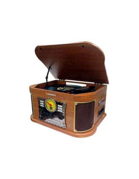 TOCADISCOS DE MADERA RETRO | CD | FM | BT | CASSETTE | PXRC52CDWD SUNSTECH