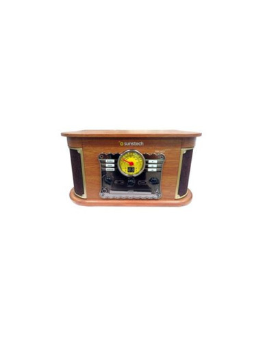 TOCADISCOS DE MADERA RETRO | CD | FM | BT | CASSETTE | PXRC52CDWD SUNSTECH