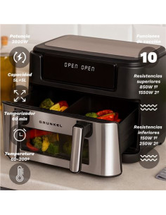 FREIDORA DE AIRE 10 LITROS 2800W CUBETOS FLEXIBLES GRUNKEL 2