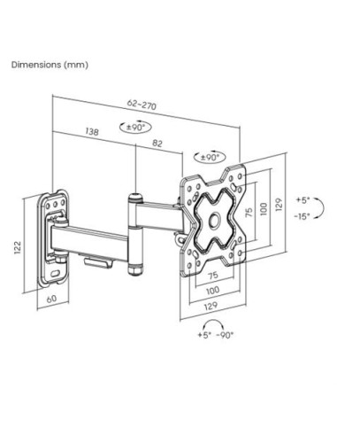 SOPORTE CON BRAZO TV 13-32 DOBLE EXTENSION CROMAD