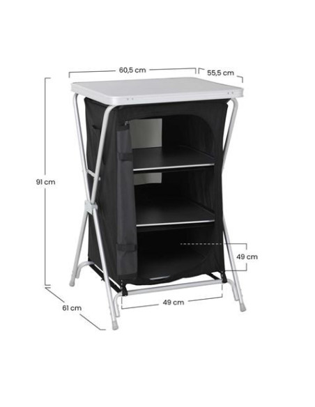 MESA DE CAMPING PLEGABLE CON ARMARIO DE TELA INTEGRADO