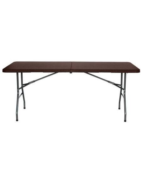 MESA DE RESINA PLEGABLE EFECTO RATÁN 180X74X74CM 3.5CM SUNGARDEN