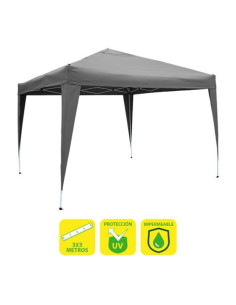 CARPA PLEGABLE ACERO 3X3 METROS GRIS SUNGARDEN