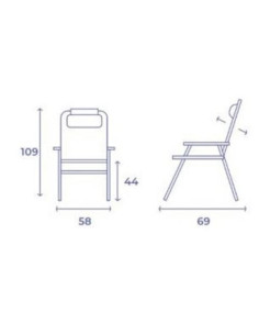 SILLA PLEGABLE 5 POSICIONES ALUMINIO 58X60X109CM CON COJÍN Y ASA 2