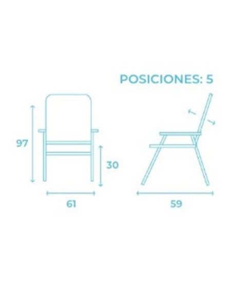 SILLA PLEGABLE 5 POSICIONES ALUMINIO 59X61X97 CON ASA