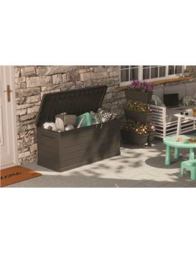 BAUL EXTERIOR 350 LITROS CON CERRADURA GRIS OSCURO ARTPLAST