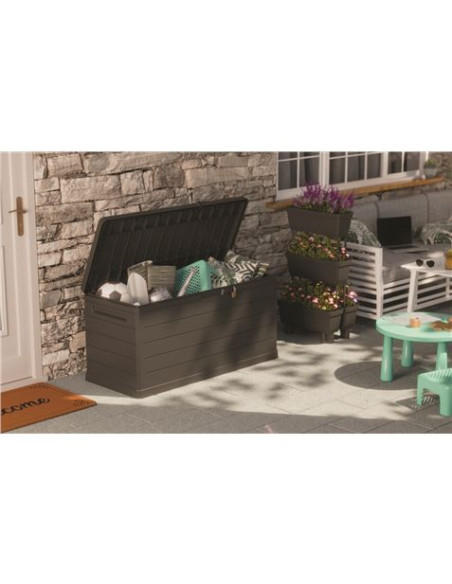 BAUL EXTERIOR 350 LITROS CON CERRADURA GRIS OSCURO ARTPLAST