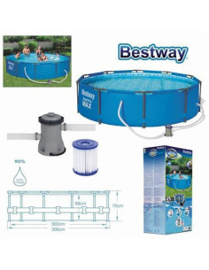 PISCINA CIRCULAR MOSAICO + BOMBA FILTRO 366CM DIÁMETRO X H76CM BESTWAY