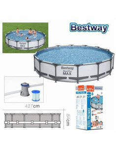 PISCINA CIRCULAR STEEL PRO + BOMBA FILTRO 427CM DIÁMETRO X H84CM BESTWAY