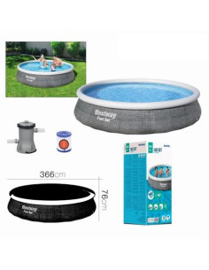 PISCINA HINCHABLE + BOMBA FILTRO 366CM DIÁMETRO X H76CM BESTWAY