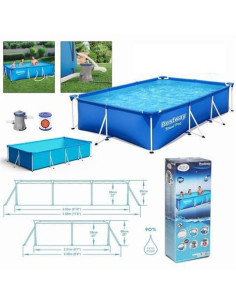 PISCINA RECTANGULAR + BOMBA STEEL PRO 300X201X66 BESTWAY