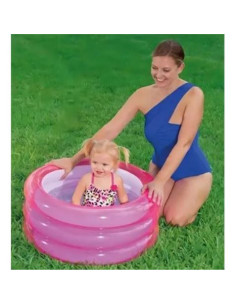 PSICINA INFANTIL INFLABLE TRIPLE ANILLO ROSA BESTWAY 2