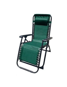 TUMBONA PLEGABLE VERDE DE ACERO CON COJIN CERVICAL