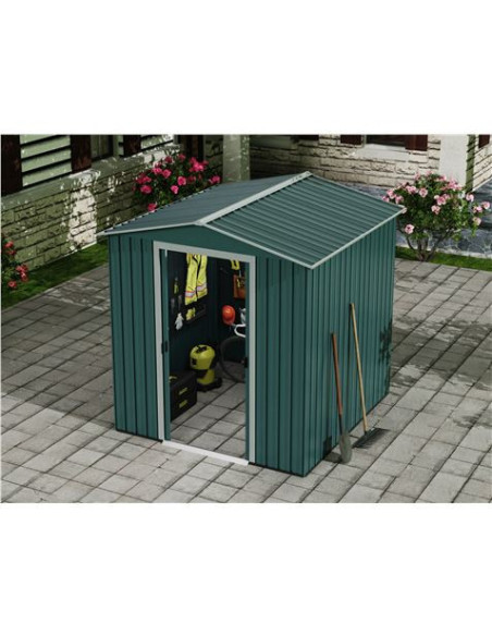 CASETA DE METAL | PUERTAS CORREDERAS 185X181X200CM (3.36M2) VERDE SUNGARDEN