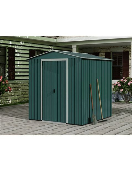 CASETA DE METAL | PUERTAS CORREDERAS 185X181X200CM (3.36M2) VERDE SUNGARDEN