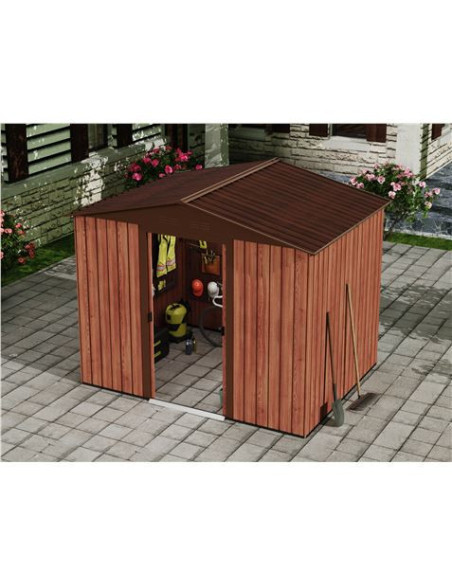 CASETA DE METAL | PUERTAS CORREDERAS 185X245X208CM (4.5M2) EFECTO MADERA SG