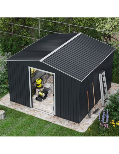 CASETA DE METAL | PUERTAS CORREDERAS 300X304.5X214.5CM (9.14M2) ANTRACITA