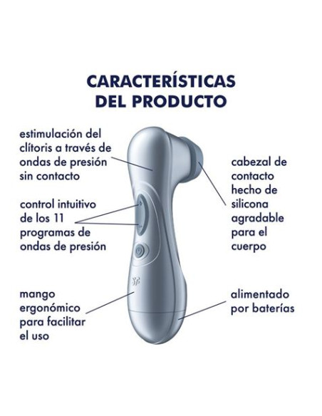 SUCCIONADOR DE CLITORIS PRO2 GEN 2 A PILAS ICE BLUE SATISFYER