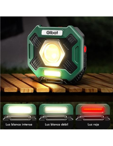 FOCO LED MULTIFUNCIÓN RECARGABLE 20W 2000LM LUZ FRIA ELBAT