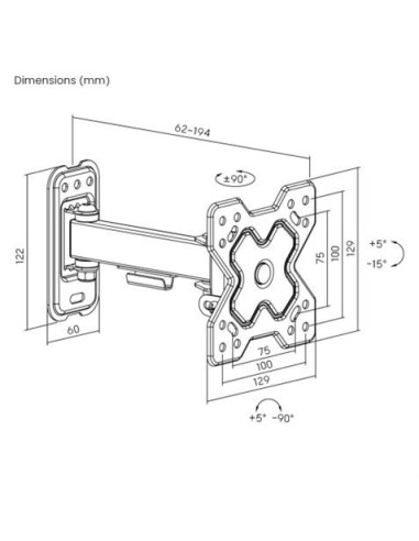 SOPORTE CON BRAZO TV 13-32 UNA EXTENSION CROMAD