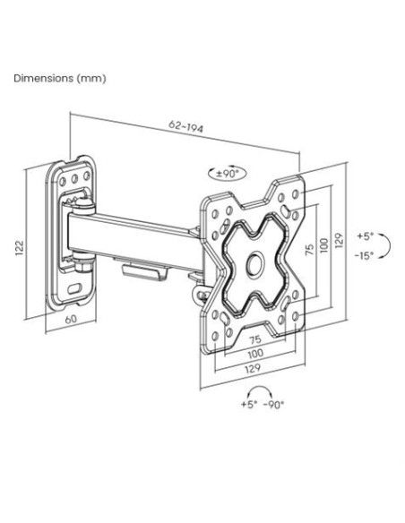 SOPORTE CON BRAZO TV 13-32 UNA EXTENSION CROMAD