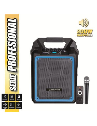 ALTAVOZ AUTOAMPLIFICADO PRO200 6.5 200W CON BATERIA + MICRO SERIE PRO COOL