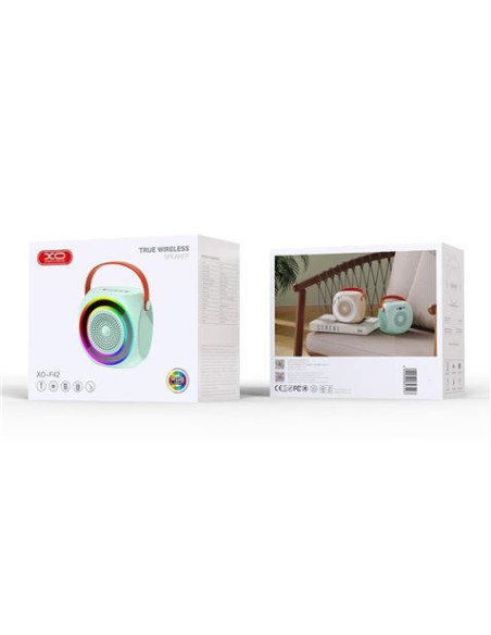 ALTAVOZ BLUETOOTH F42 + MICRÓFONO + EFECTOS LED AZUL XO